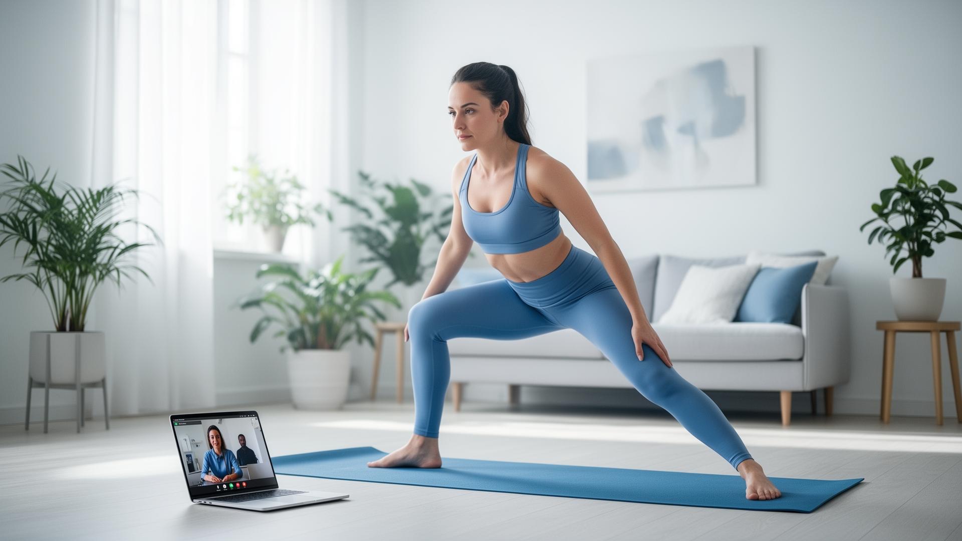 Sportive en séance de coaching visio